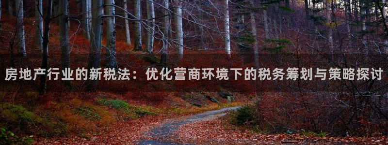 新宝5代理注册：房地产行业的新税法：优化营商环境下的税务筹划